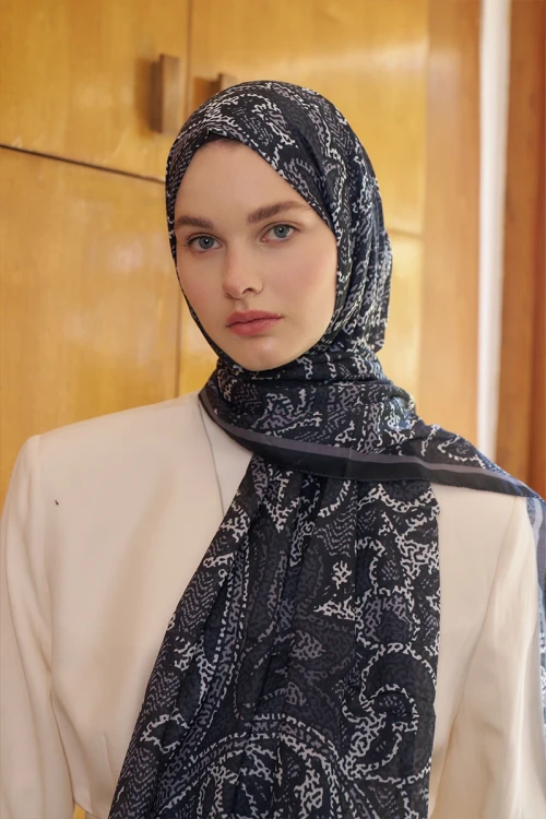 Endless Brise Desen Şal - Siyah 