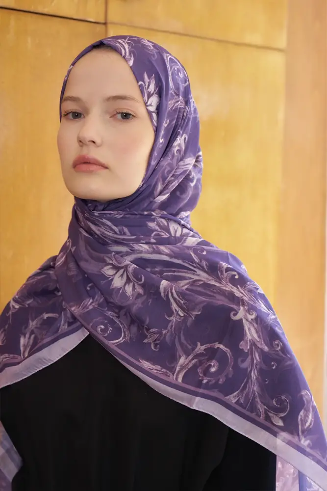 Endless Golden Desen Şal - Mor - 2