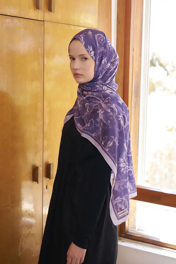 Endless Golden Desen Şal - Mor - 4