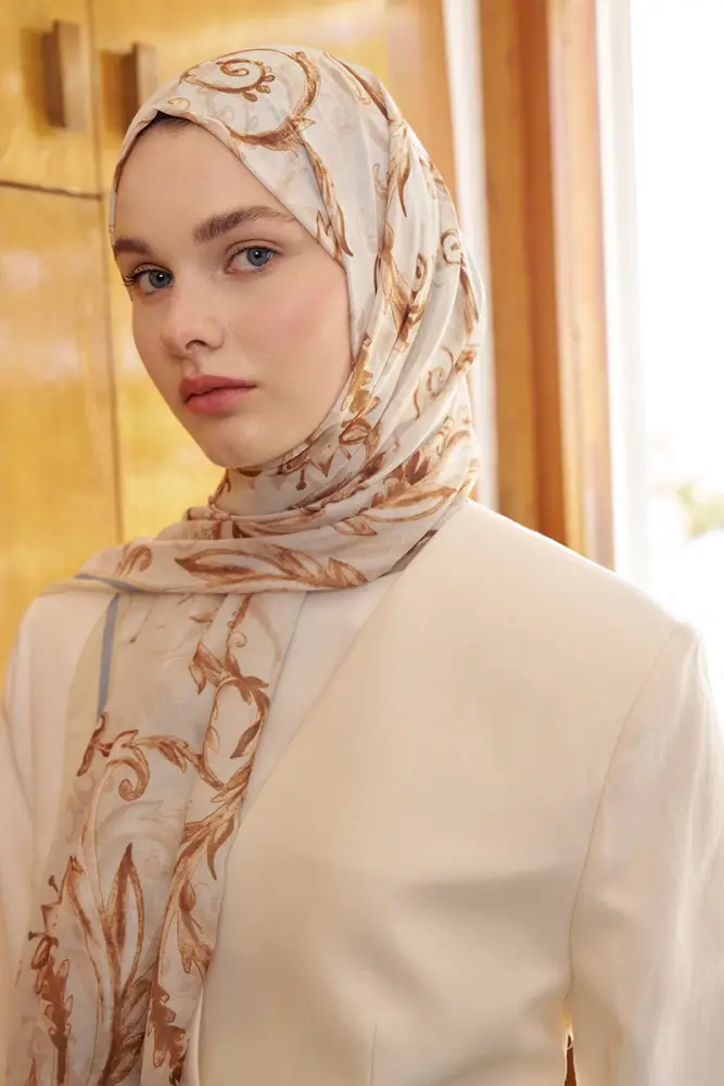 Kübra KOÇ Endless Golden Desen Şal - Sarı - 2