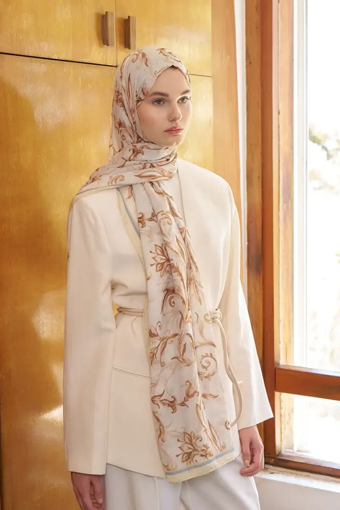Kübra KOÇ Endless Golden Desen Şal - Sarı - 5