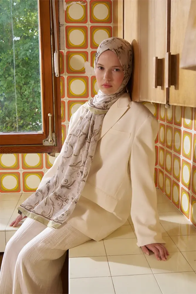 Endless Golden Desen Şal - Yeşil - 5