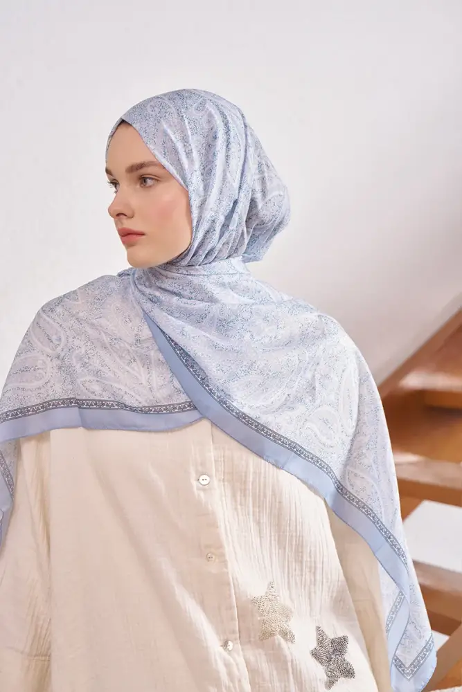 Endless Lena Desen Şal - Açık Mavi - 2