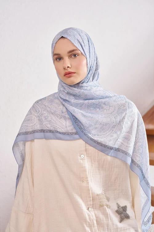 Endless Lena Desen Şal - Açık Mavi 