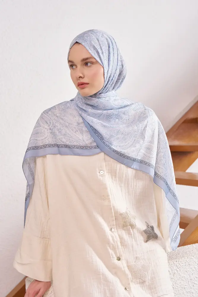 Endless Lena Desen Şal - Açık Mavi - 3