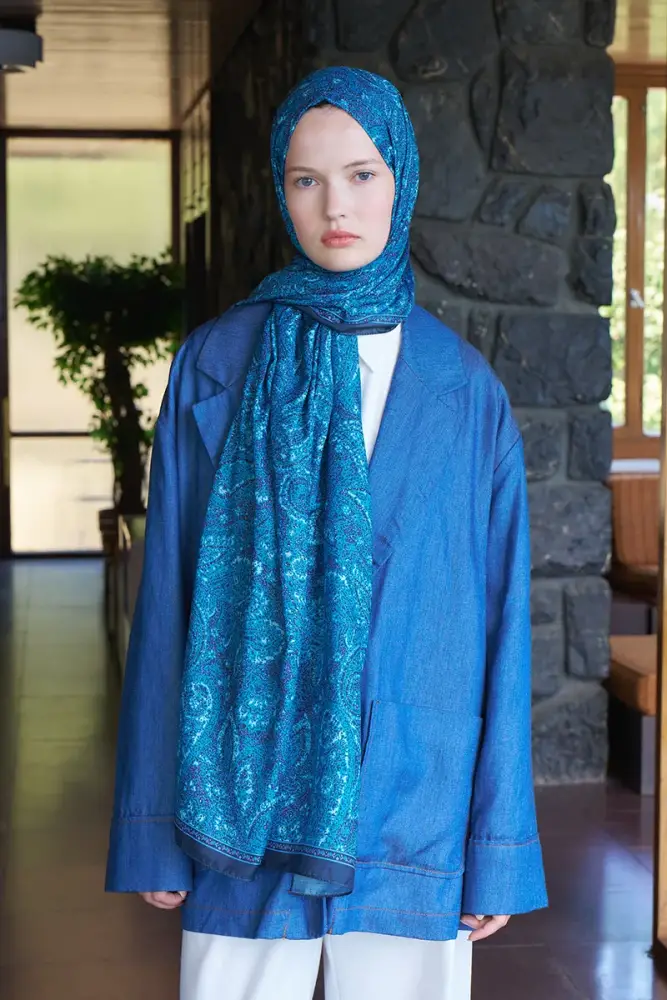 Endless Lena Desen Şal - Gece Mavisi - 3