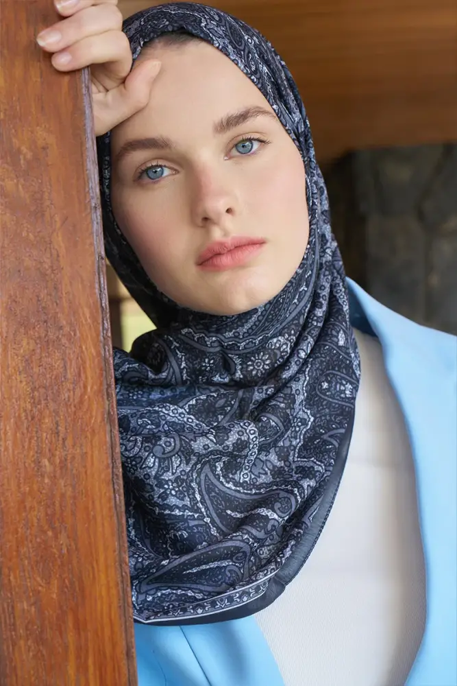 Endless Lena Desen Şal - Siyah - 4