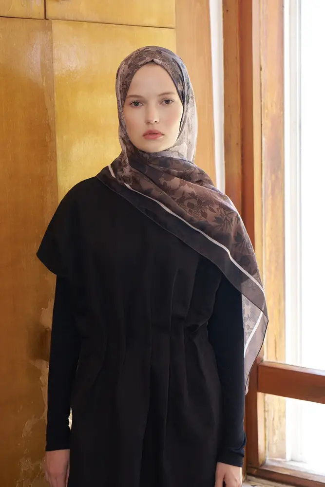 Endless Sunlit Desen Şal - Kahverengi - 1