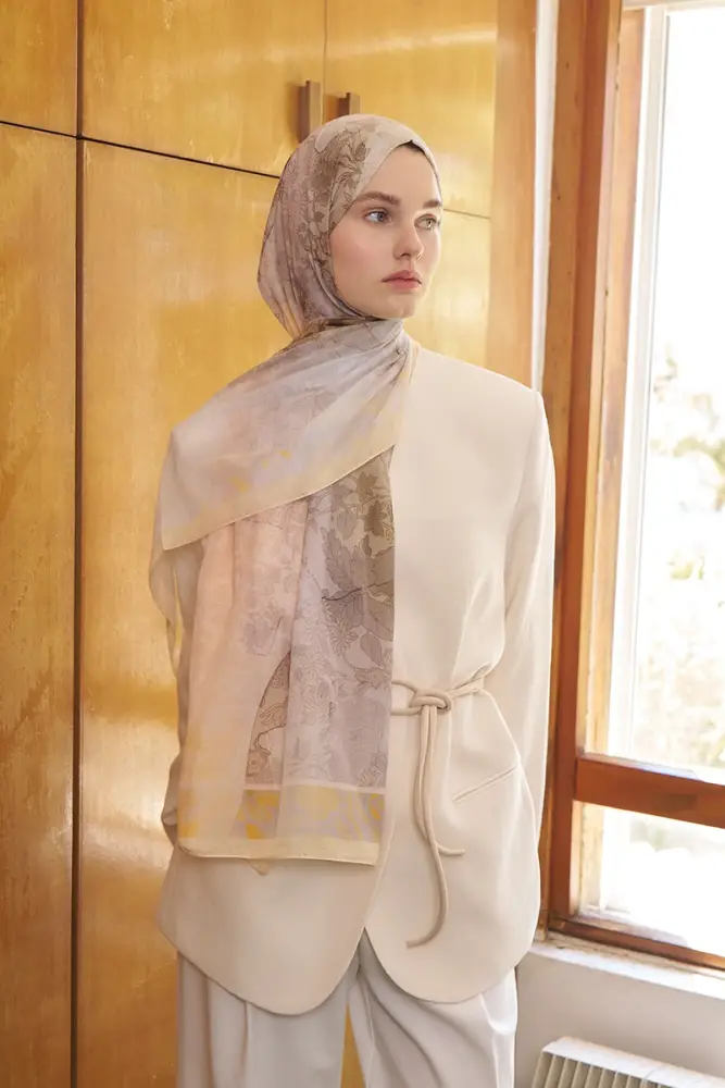 Endless Sunlit Desen Şal - Sarı - 4