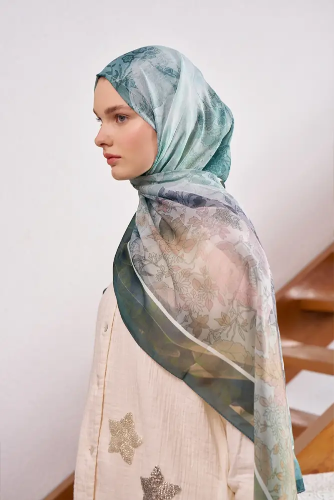 Endless Sunlit Desen Şal - Yeşil - 2