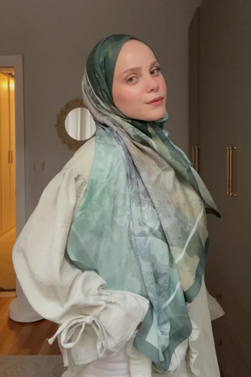 Endless Sunlit Desen Şal - Yeşil 