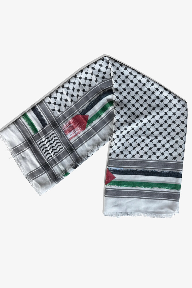 Filistin Bayraklı Günlük Kullanıma Uygun Kefiye Puşi Kare - MADAME POLO