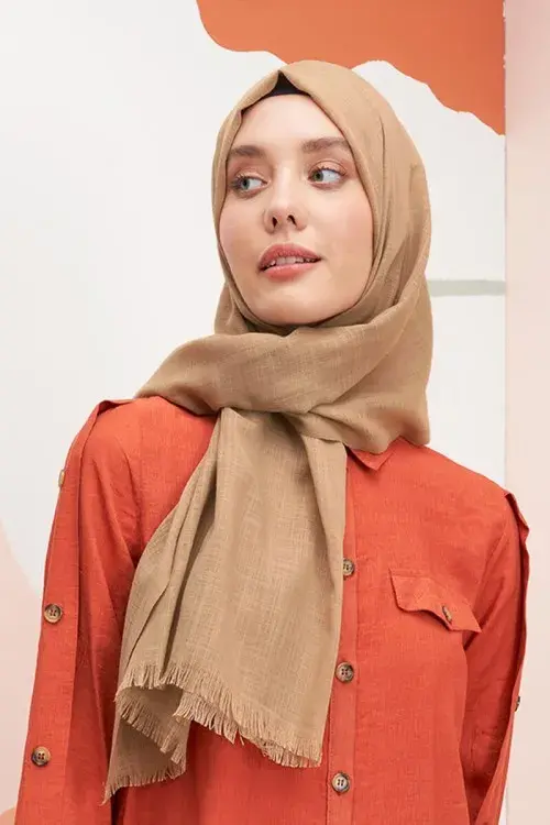 Keten Vual Şal - Kehribar - 1