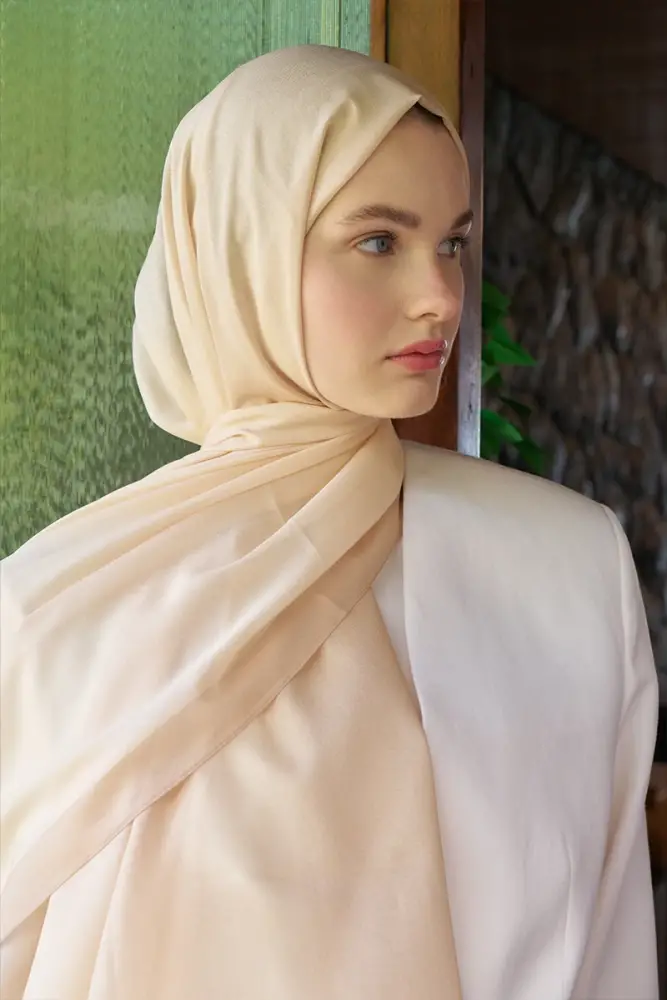 Fransız İpeği Degrade Desen Şal - Sarı - 1