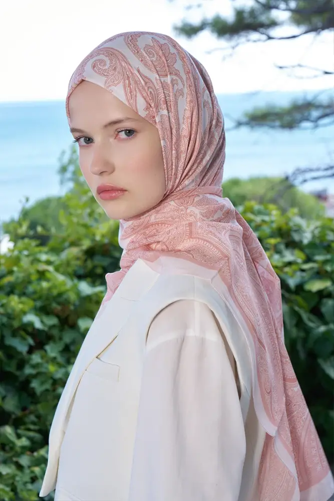 Fransız İpeği Saray Desen Şal - Yavruağzı - 2