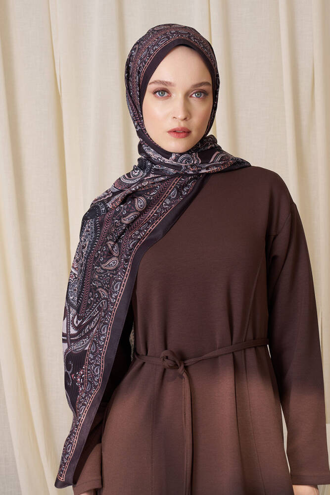 Amine Sercan Historical Dionessa Desen Şal - Acı Kahve - 3