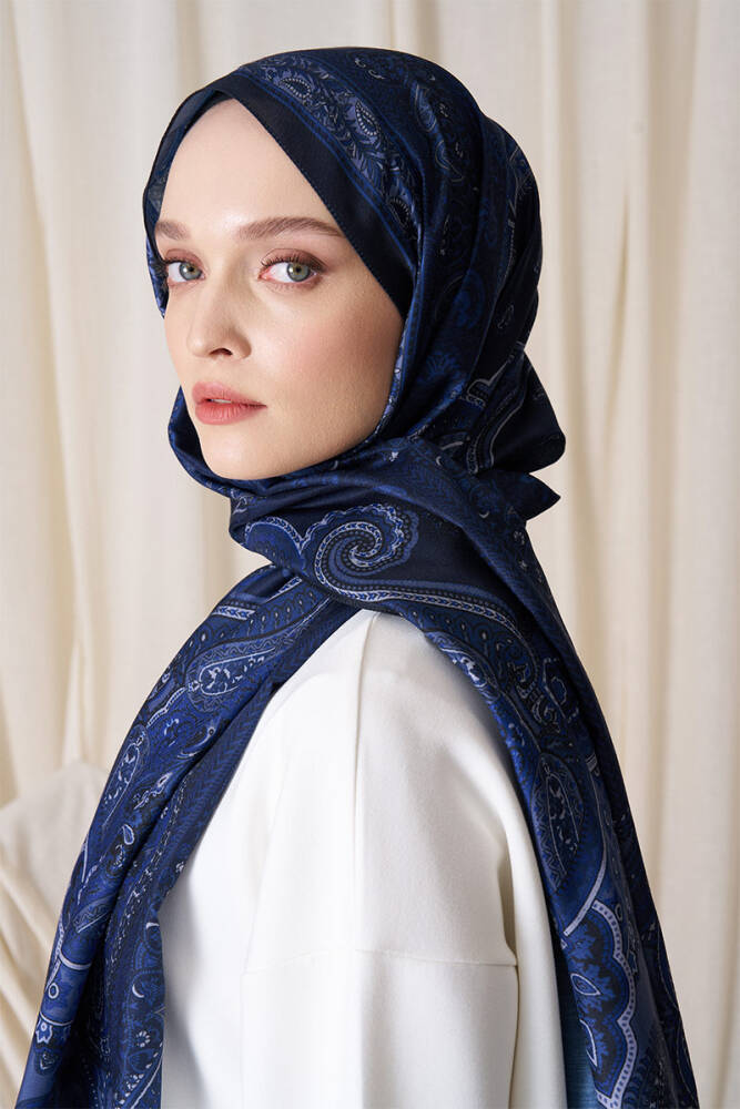 Historical Dionessa Desen Şal - Gece Mavisi - 2