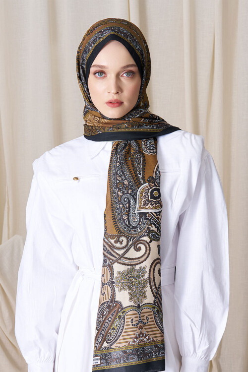 Historical Dionessa Desen Şal - Hardal 