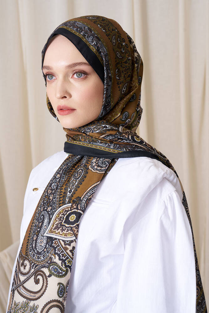 Historical Dionessa Desen Şal - Hardal - 2