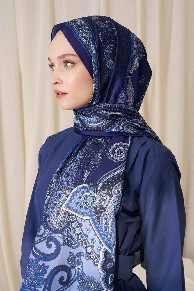 Elif Cıbır Historical Dionessa Desen Şal - Lacivert - 2
