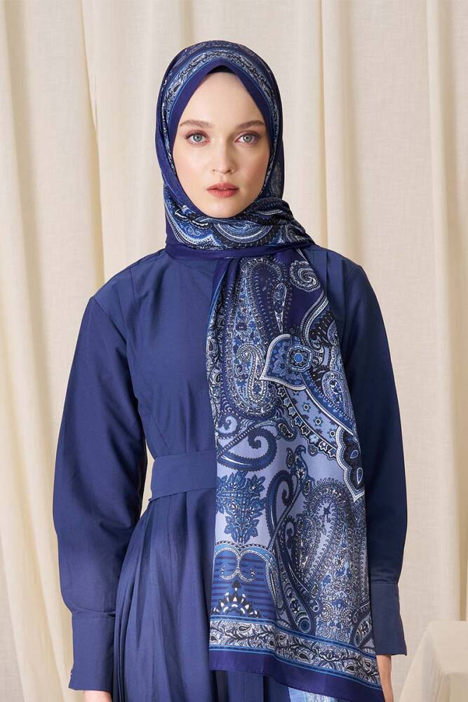Elif Cıbır Historical Dionessa Desen Şal - Lacivert - 3