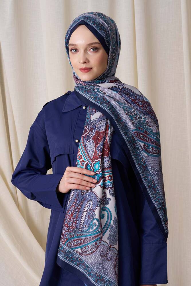 Historical Dionessa Desen Şal - Mavi - 1