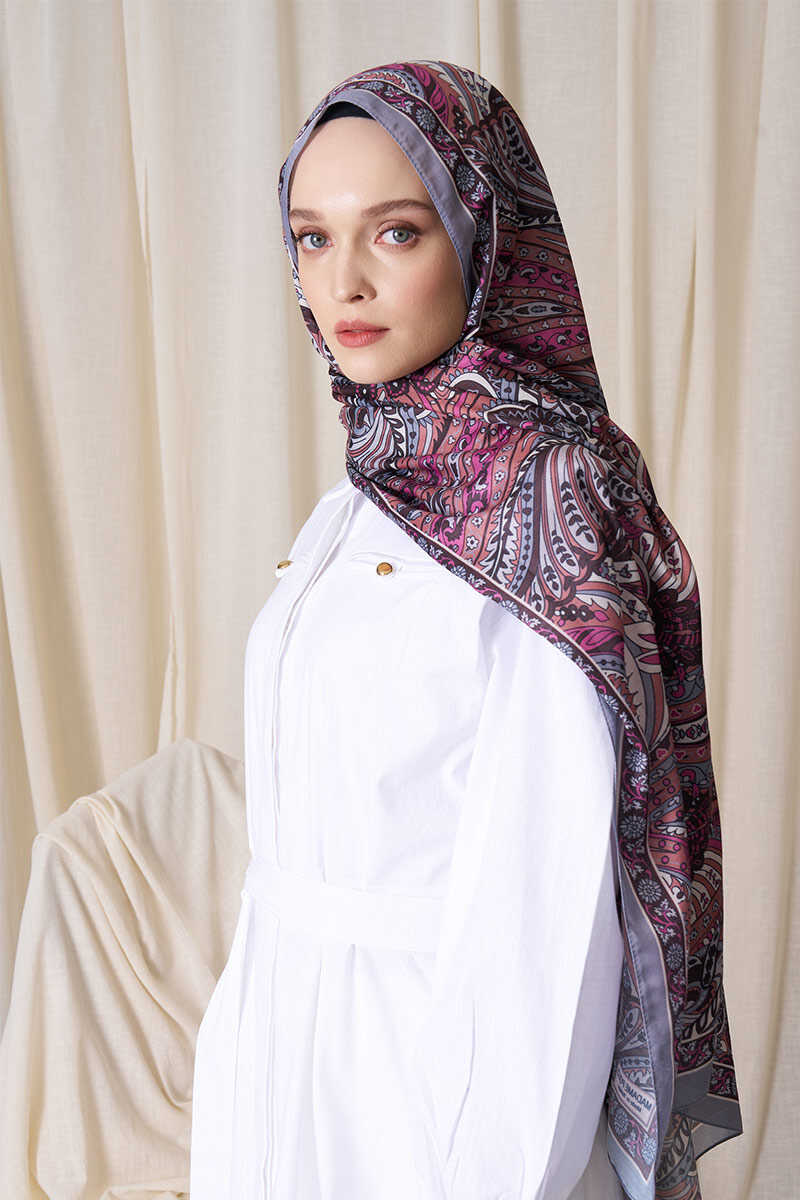 Historical Florentis Desen Şal - Gri - MADAME POLO