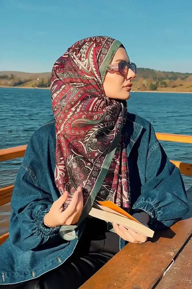 Tuba Bağ Historical Florentis Desen Şal - Yeşil - 1