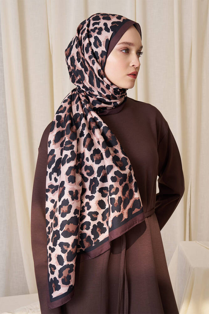 Historical Leopar Desen Şal - Kahverengi - 2