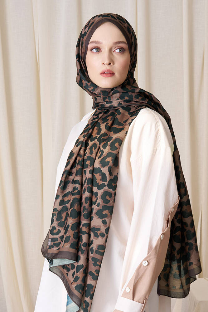 Historical Leopar Desen Şal - Mocha - 3
