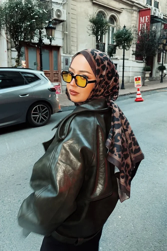 Historical Leopar Desen Şal - Mocha - 1