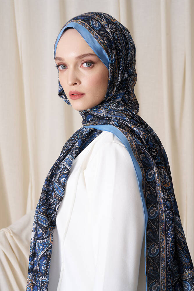 Historical Livia Desen Şal - İndigo - 2