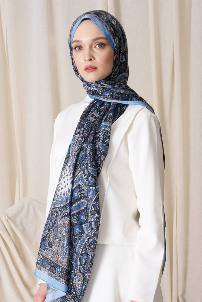 Historical Livia Desen Şal - İndigo - 3