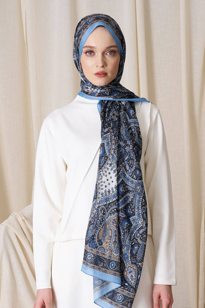 Historical Livia Desen Şal - İndigo - 4