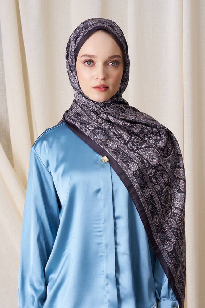 Berce Kaplan Historical Livia Desen Şal - Kahve / Bej - 2