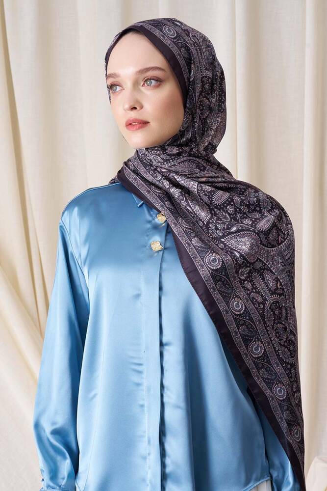 Berce Kaplan Historical Livia Desen Şal - Kahve / Bej - 3