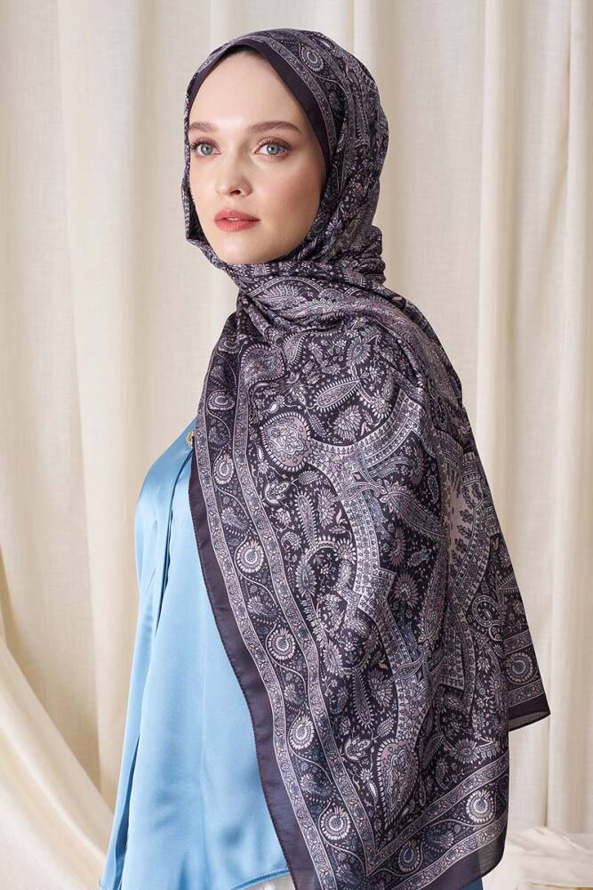 Berce Kaplan Historical Livia Desen Şal - Kahve / Bej - 4