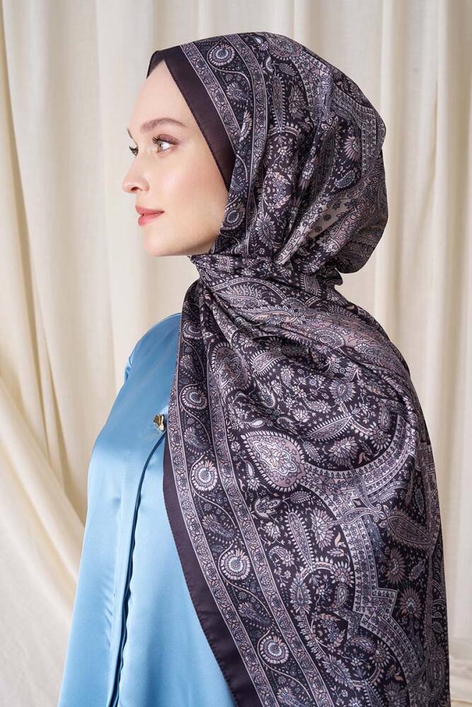 Berce Kaplan Historical Livia Desen Şal - Kahve / Bej - 5