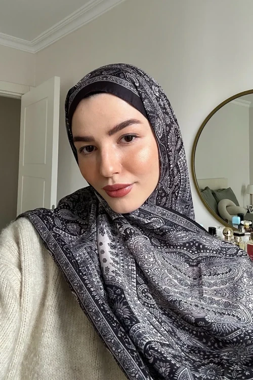 Berce Kaplan Historical Livia Desen Şal - Kahve / Bej 