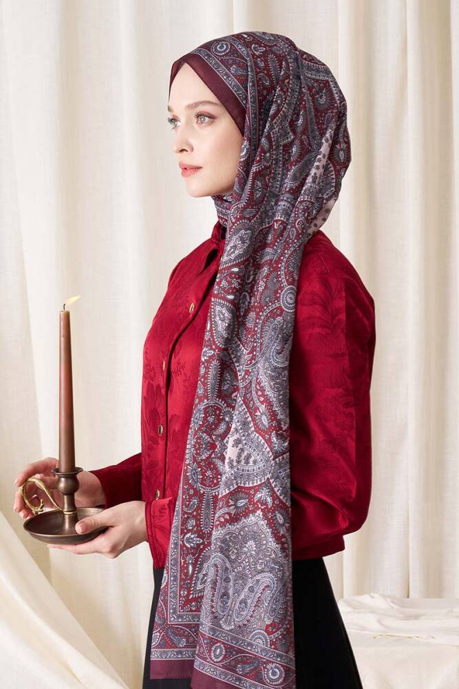 Historical Livia Desen Şal - Kırmızı - 1