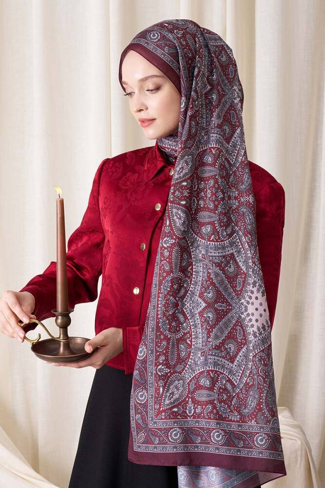 Historical Livia Desen Şal - Kırmızı - 2