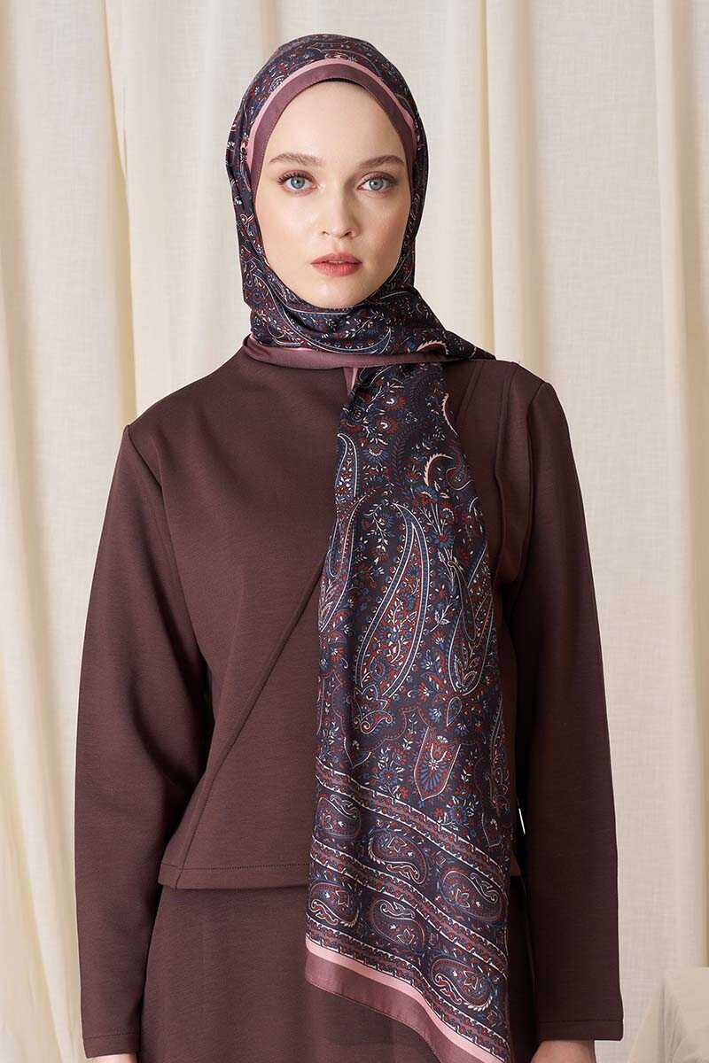 Historical Veloria Desen Şal - Browni - MADAME POLO