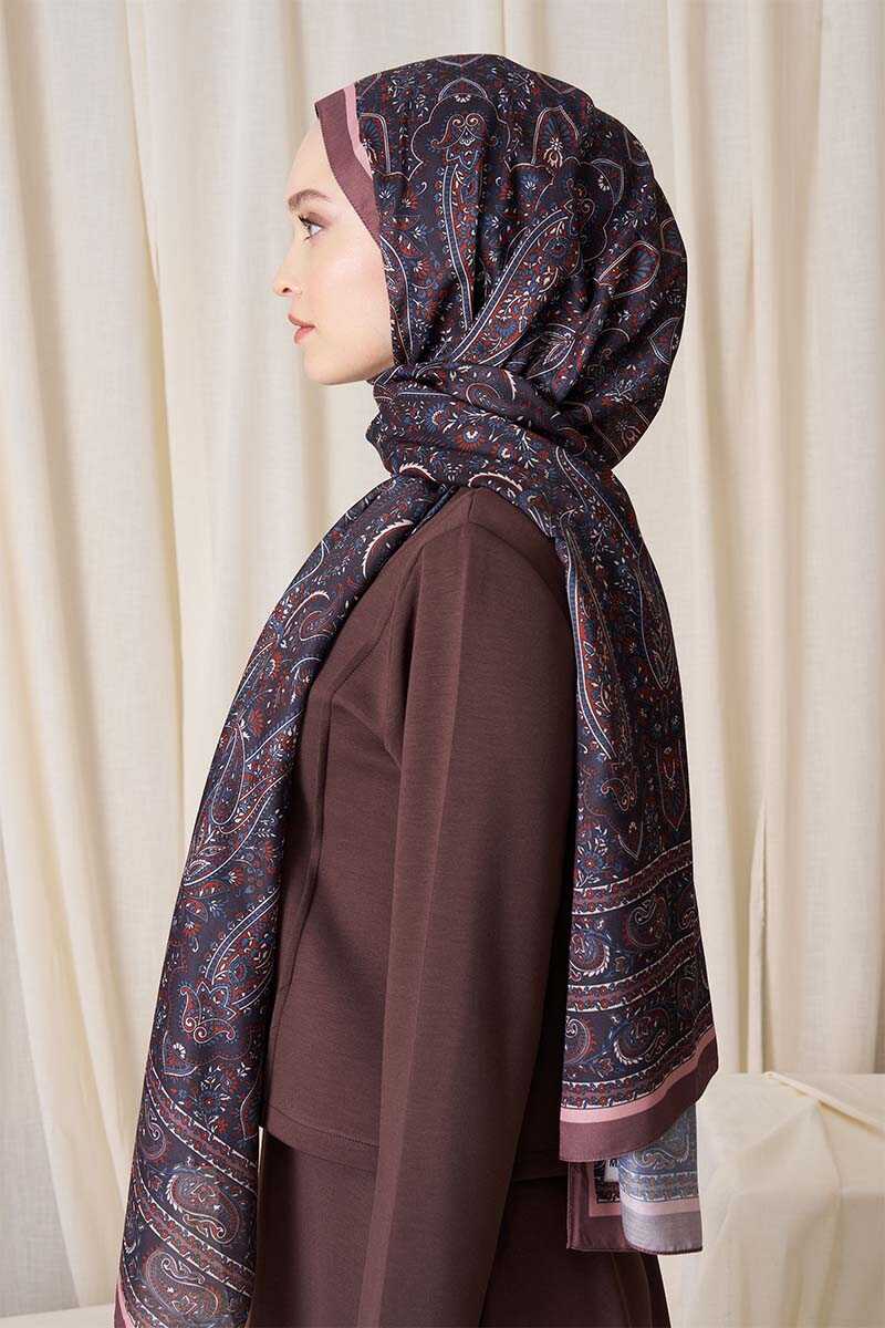Historical Veloria Desen Şal - Browni - MADAME POLO