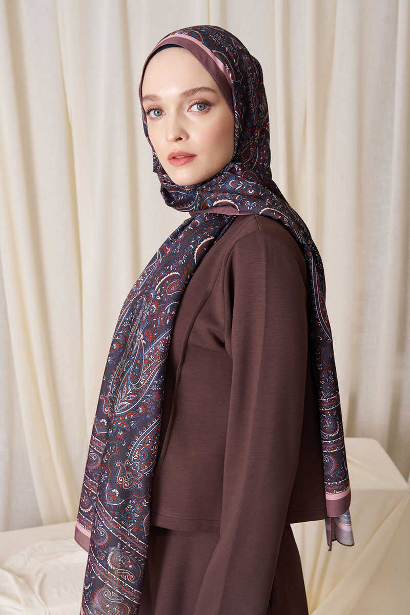 Historical Veloria Desen Şal - Browni - MADAME POLO