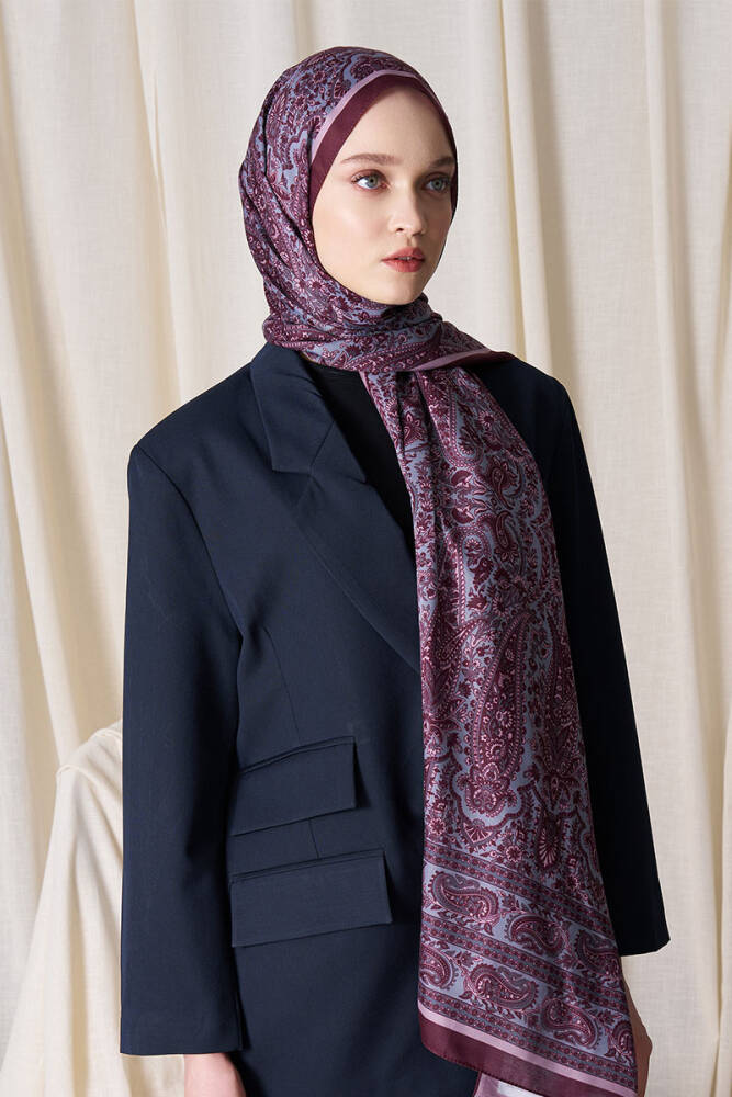 Historical Veloria Desen Şal - Gül Kurusu - 1