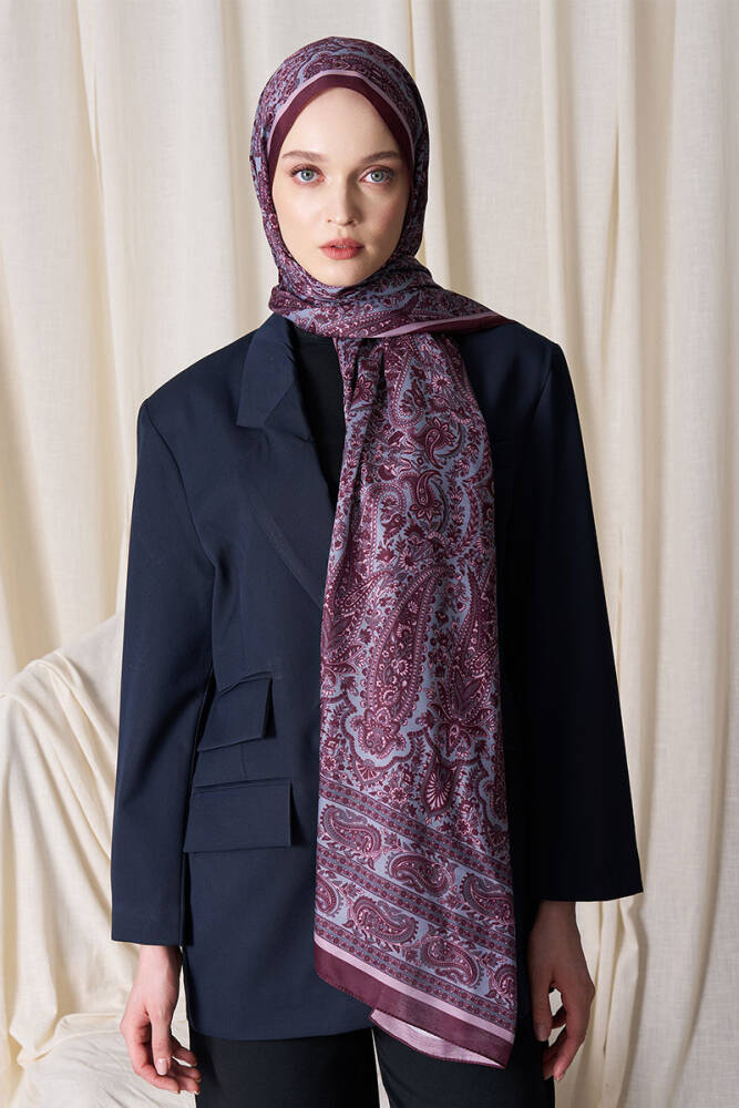Historical Veloria Desen Şal - Gül Kurusu - 4