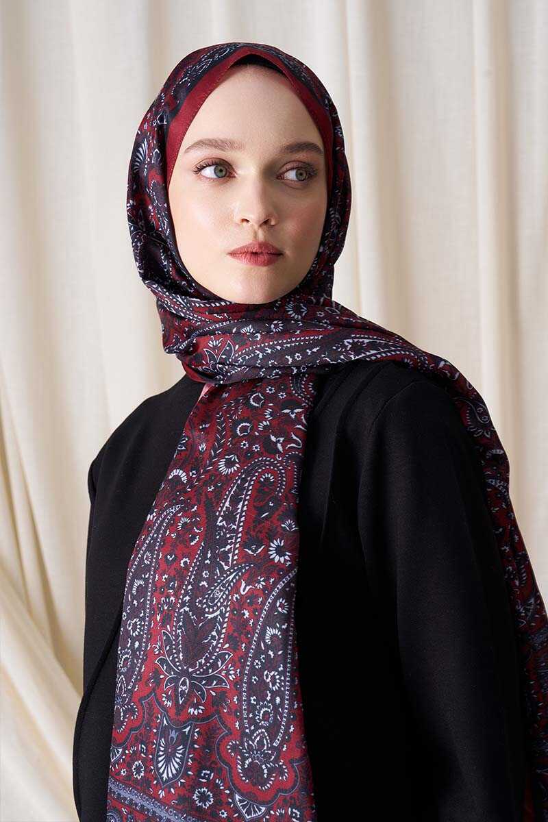 Historical Veloria Desen Şal - Kırmızı - MADAME POLO