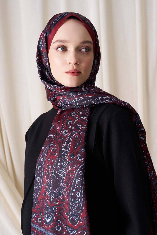 Historical Veloria Desen Şal - Kırmızı - 1