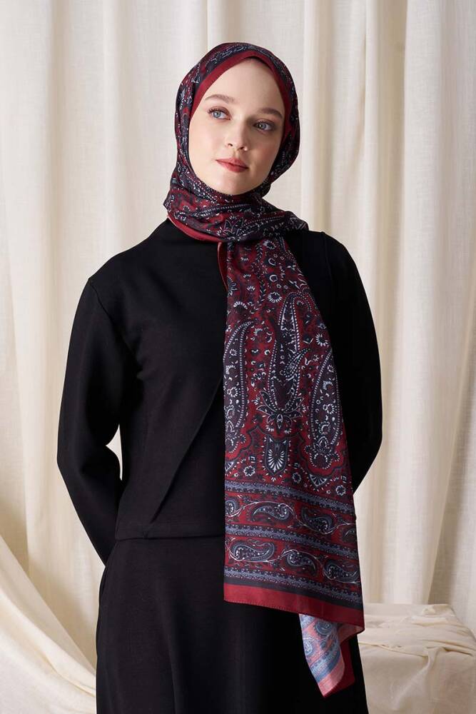 Historical Veloria Desen Şal - Kırmızı - 2