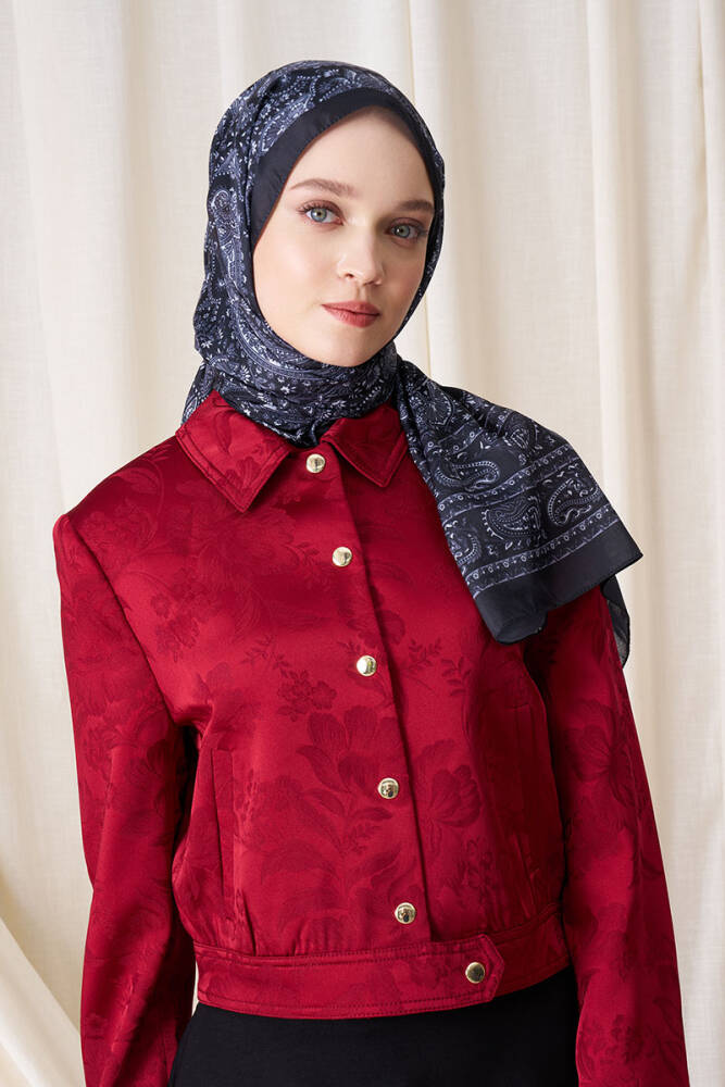 Historical Veloria Desen Şal - Siyah - 1